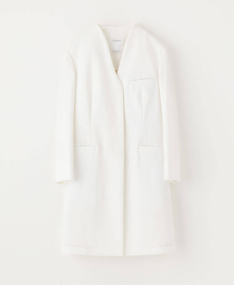レディース白衣:ノーカラージャージーコート・LUXE