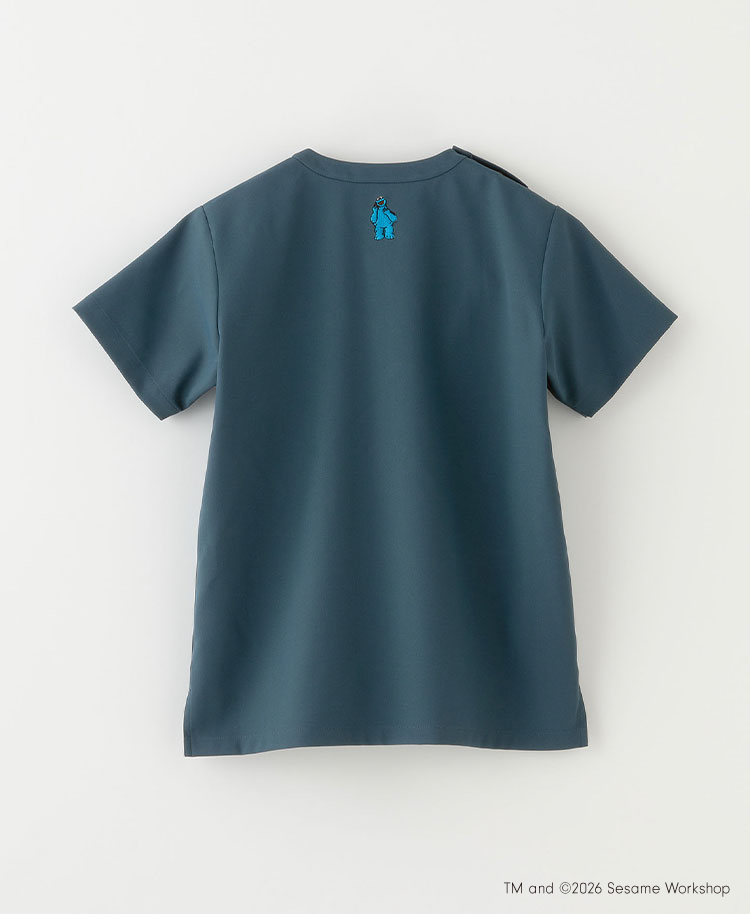 Scrub Canvas Club:SESAME STREETスクラブトップス(男女兼用)