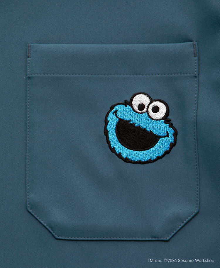 Scrub Canvas Club:SESAME STREETスクラブトップス(男女兼用)