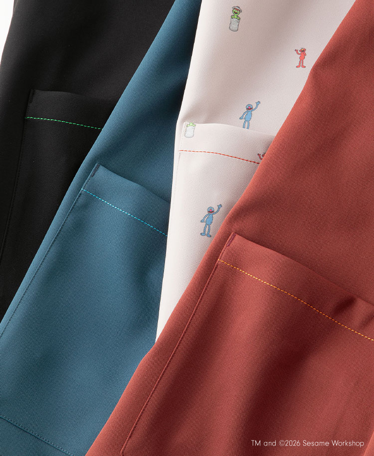 Scrub Canvas Club:SESAME STREETスクラブトップス(男女兼用)