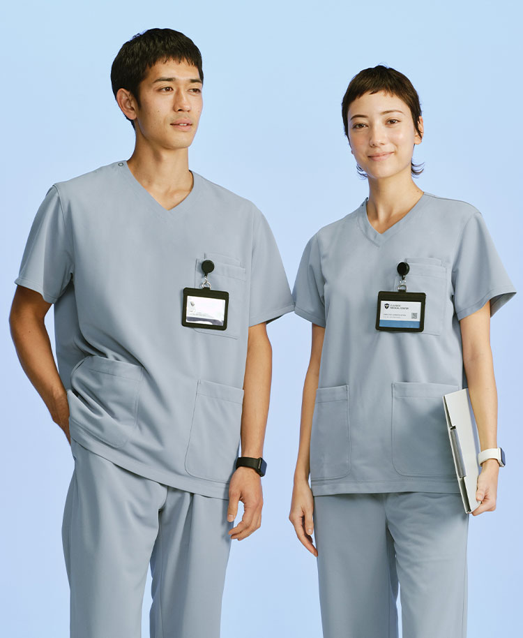 ユニセックス:スクラブトップス・クールテック(男女兼用)/