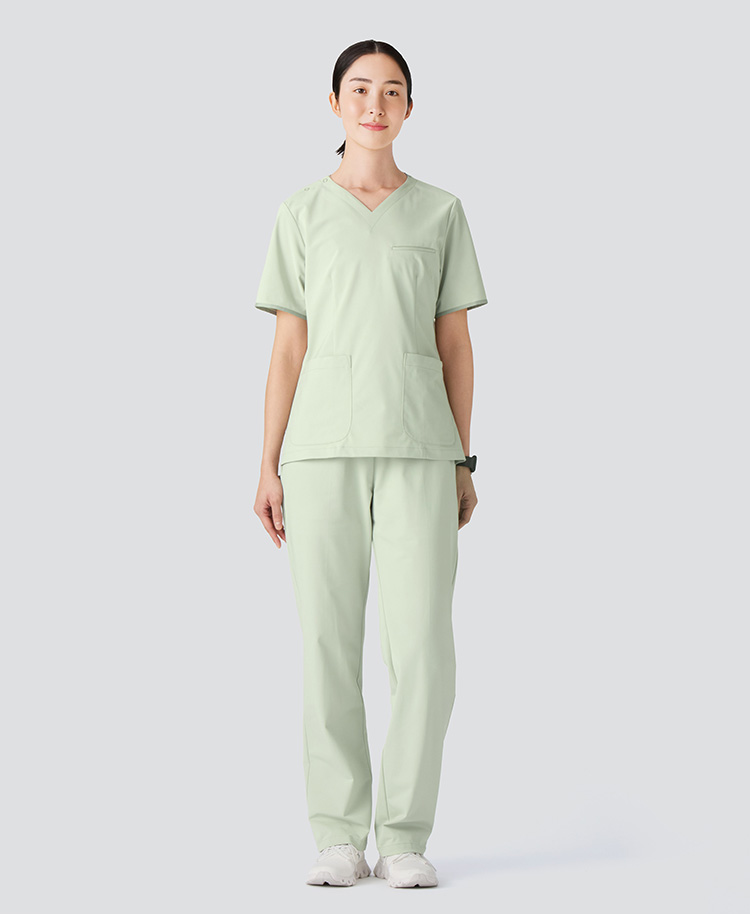 レディース:スクラブパンツ・FREE セージグリーン