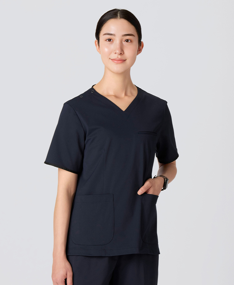 レディース:スクラブトップス・FREE ディープネイビー