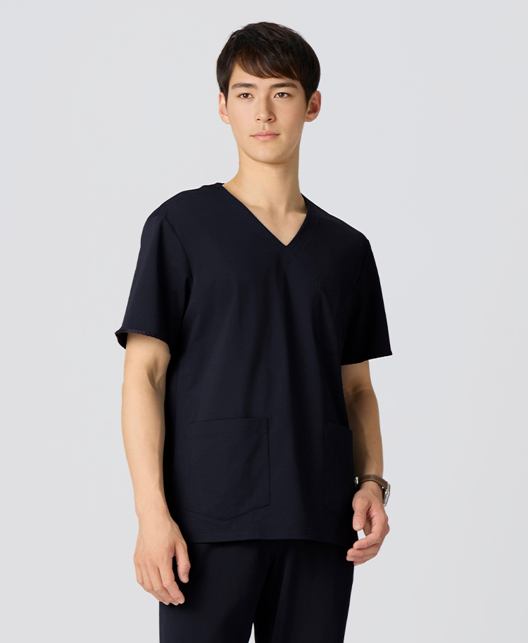 メンズ:スクラブトップス・FREE ディープネイビー