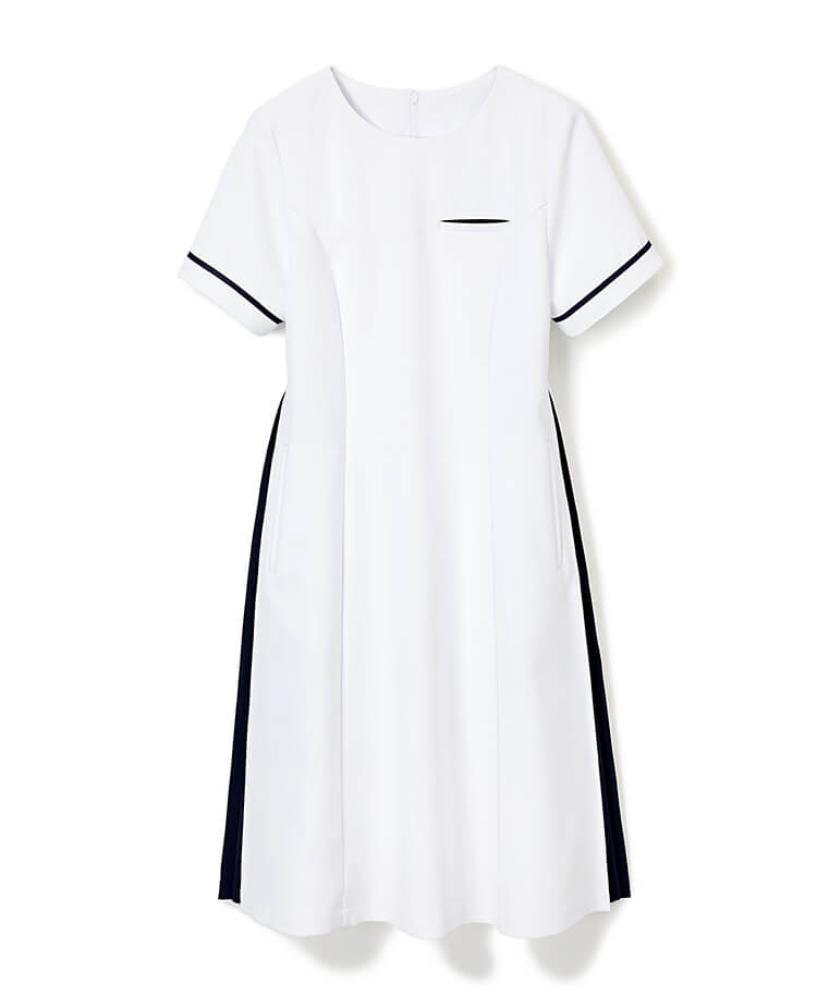 ジェラート ピケ&クラシコ 白衣:プリーツワンピース | ホワイト×ネイビー