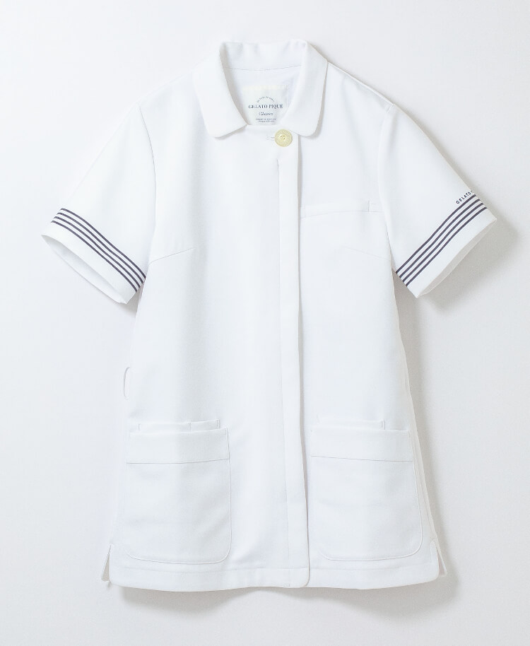 ジェラート ピケ&クラシコ 白衣:フォーラインスリーブトップス | ホワイト×ネイビー