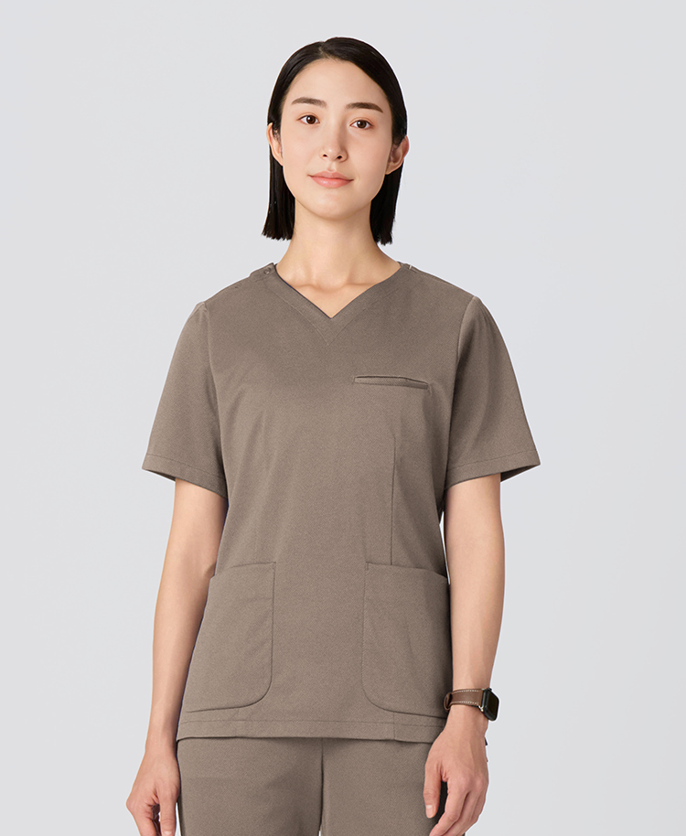 レディース:スクラブトップス・DECO グレージュ