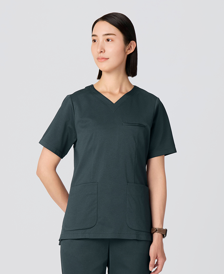 レディース:スクラブトップス・DECO グリーン