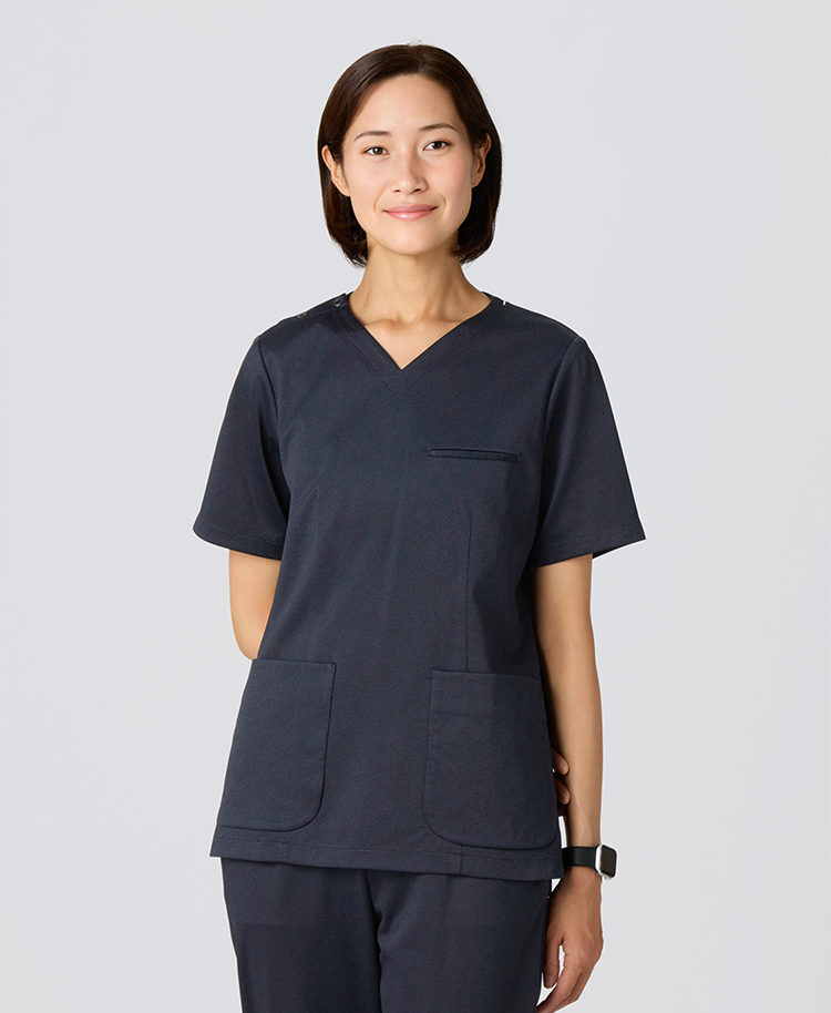 レディース:スクラブトップス・DECO ディープネイビー