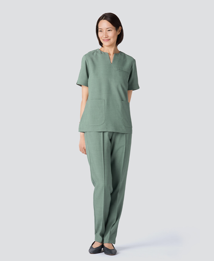 レディース:スクラブパンツ・TRO セージグリーン