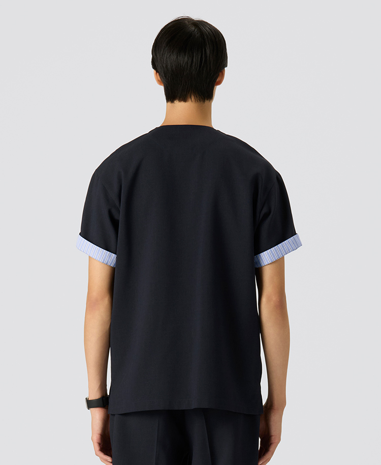 メンズ:レイヤードスクラブトップス・TRO