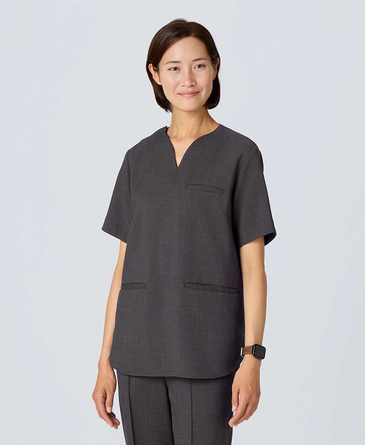 レディース:カーブネックスクラブトップス・TRO チャコールグレー