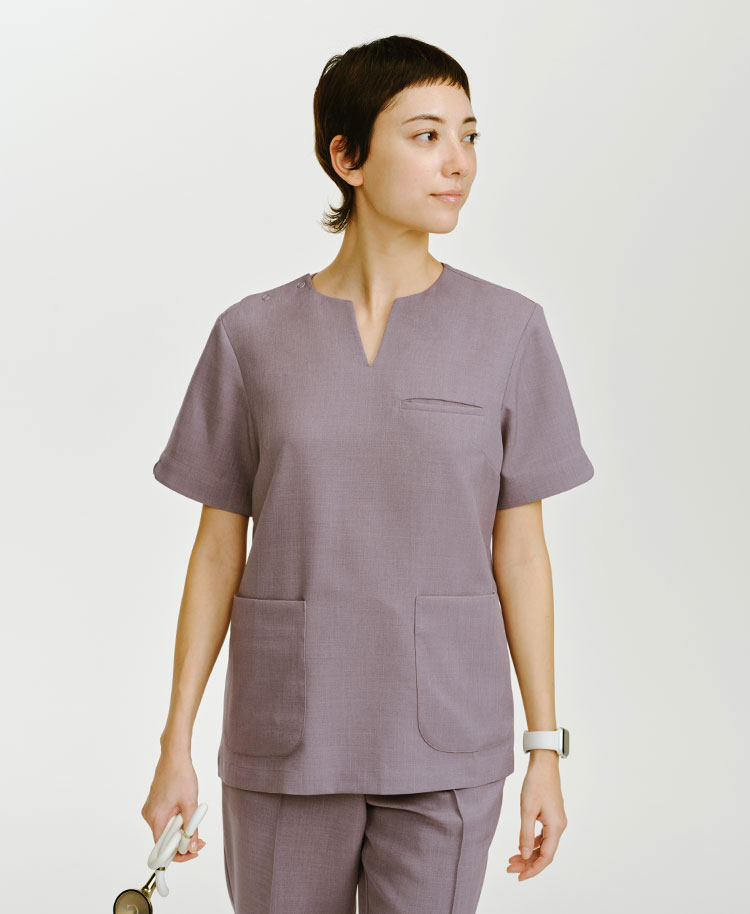 レディース:スクラブトップス・TRO パープルグレー