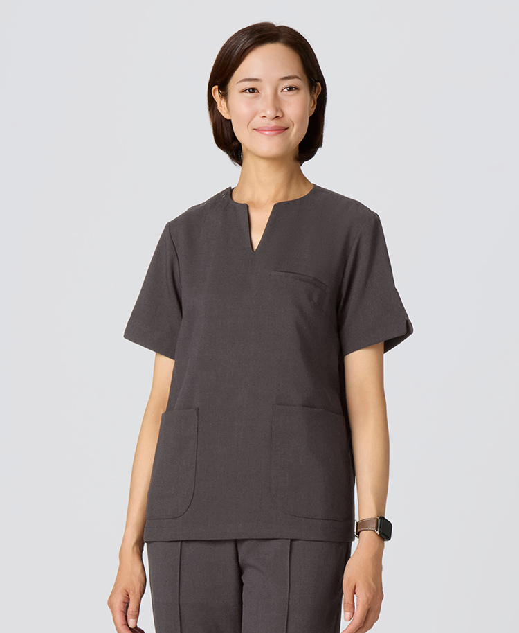 レディース:スクラブトップス・TRO ダークブラウン