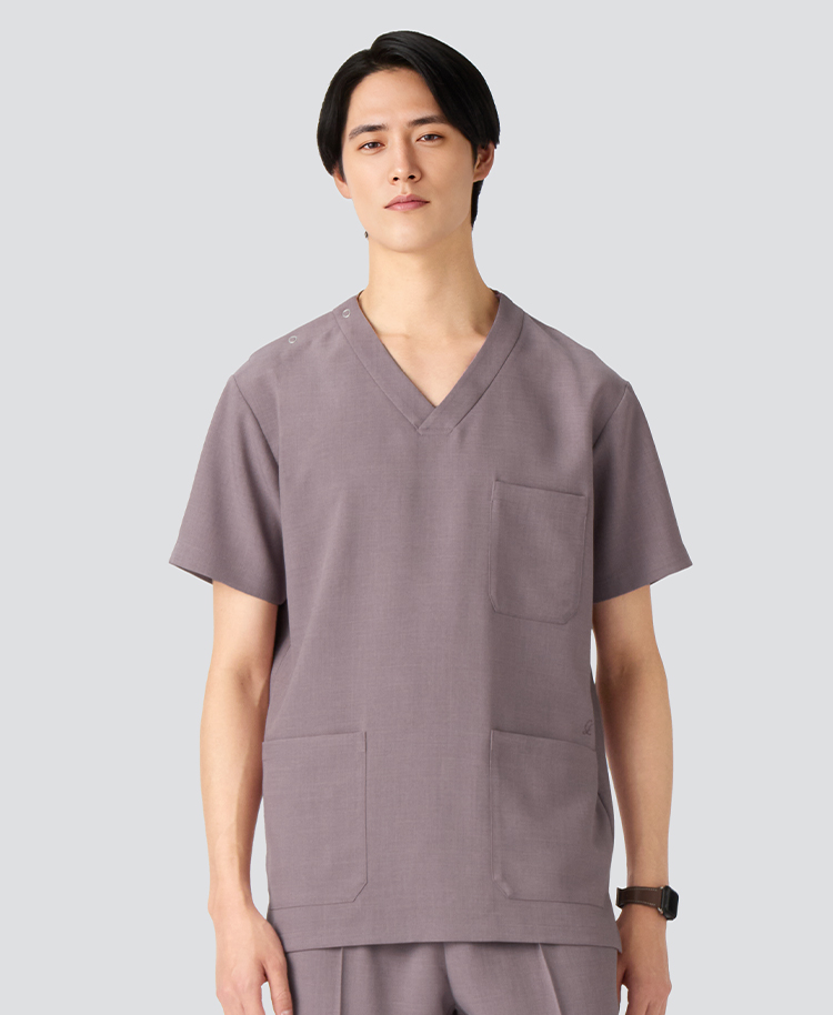 メンズ:スクラブトップス・TRO パープルグレー