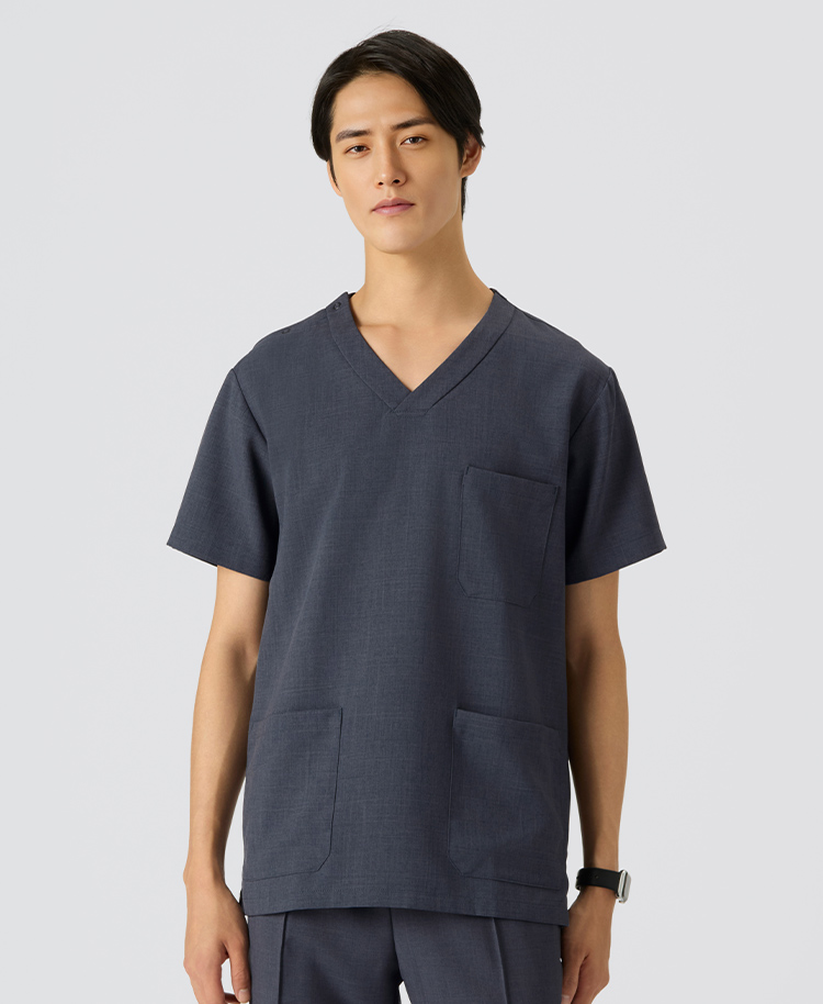 メンズ:スクラブトップス・TRO フォグブルー