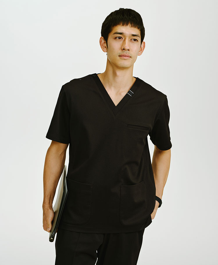 メンズ:スクラブトップス・DECO ブラック