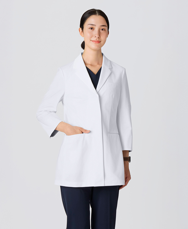 レディース白衣:ライトジャージーショートコート