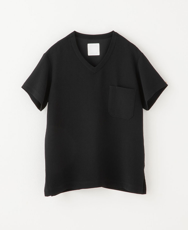 メンズ:スクラブトップス・ダブルジャカード ブラック