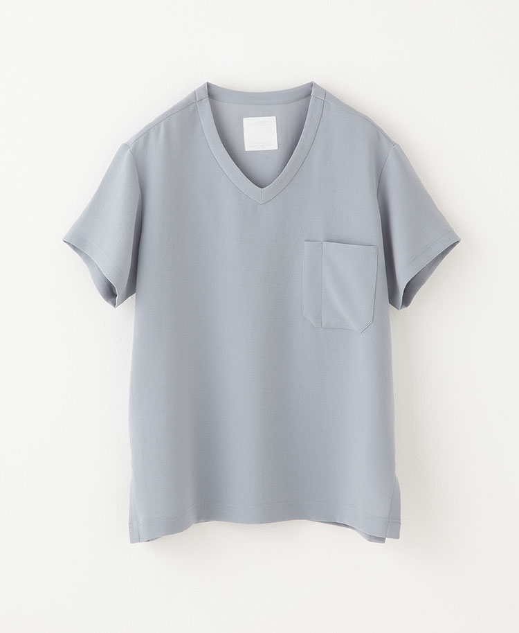 メンズ:スクラブトップス・ダブルジャカード ライトブルー