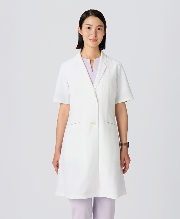 レディース白衣:ハーフスリーブコート・クールテックプルーフ/