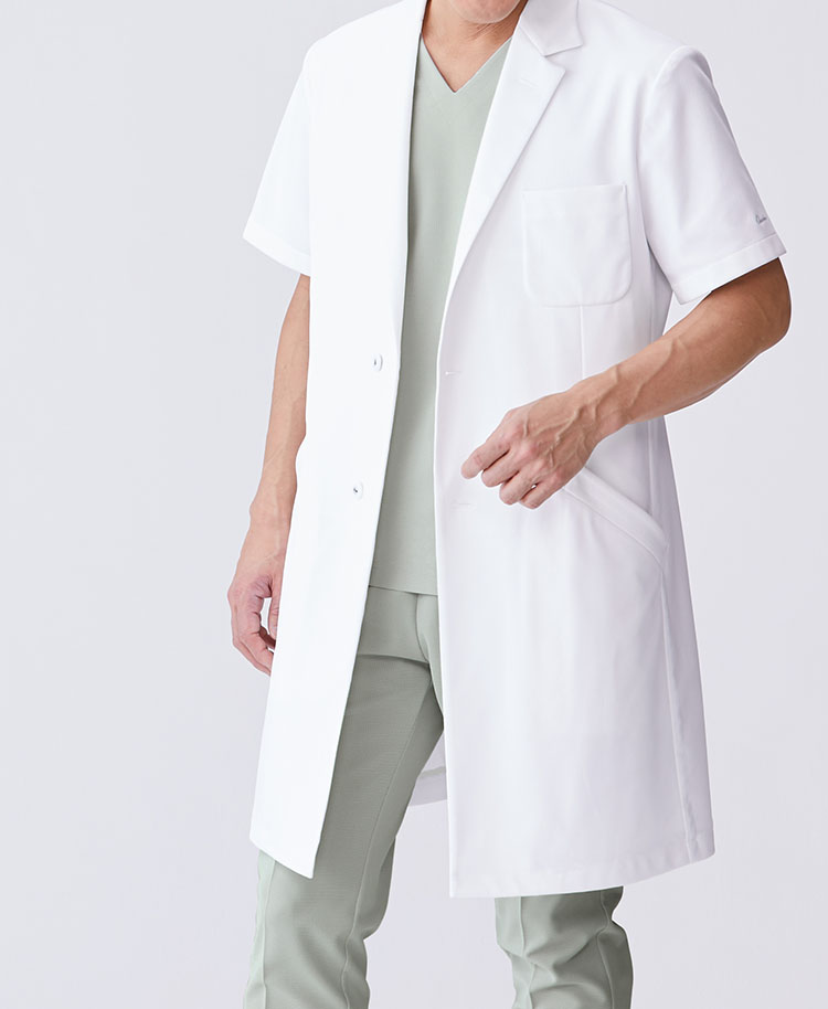 メンズ白衣:ショートスリーブコート・クールテック(2018年モデル)
