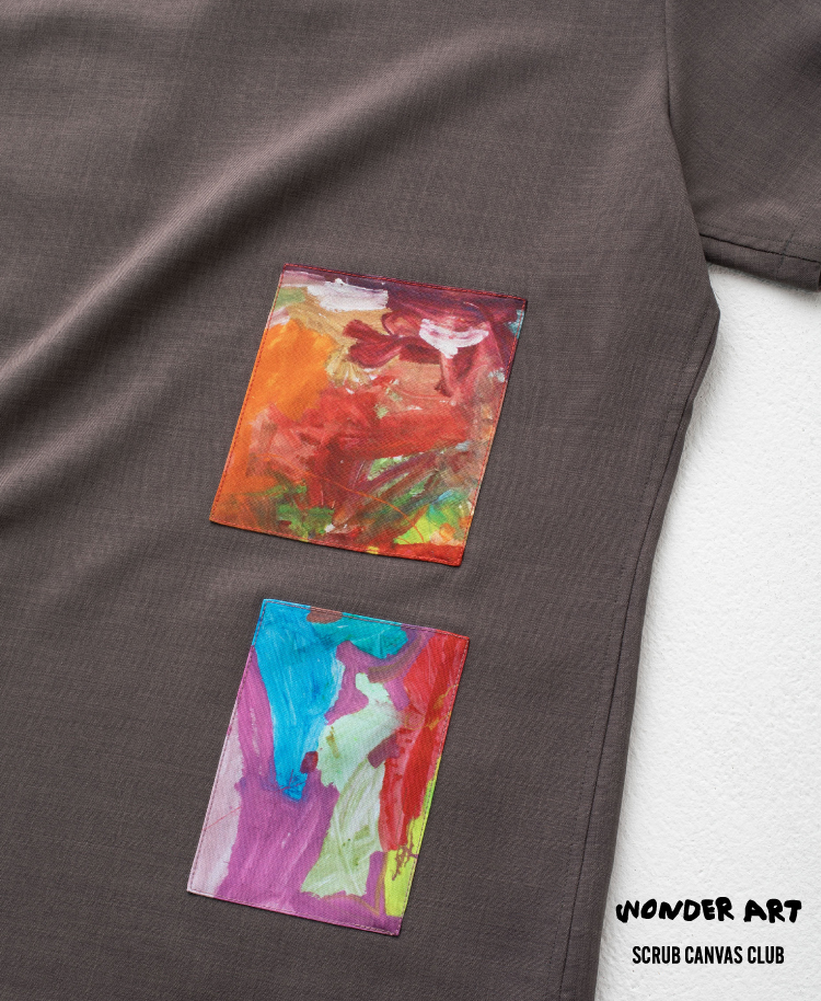 Scrub Canvas Club:WONDER ARTスクラブトップス(男女兼用)/