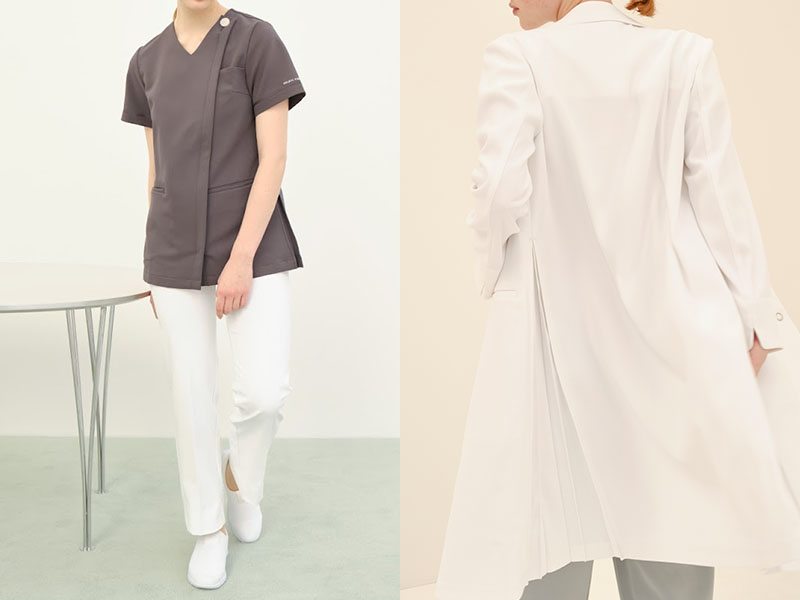 可愛いプリーツ入り白衣/スクラブ/ナース服! 女性医療従事者におすすめのジェラートピケコラボユニフォーム