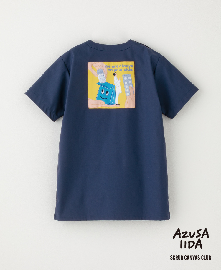 Scrub Canvas Club:AZUSA IIDAスクラブトップス(男女兼用) ネイビー