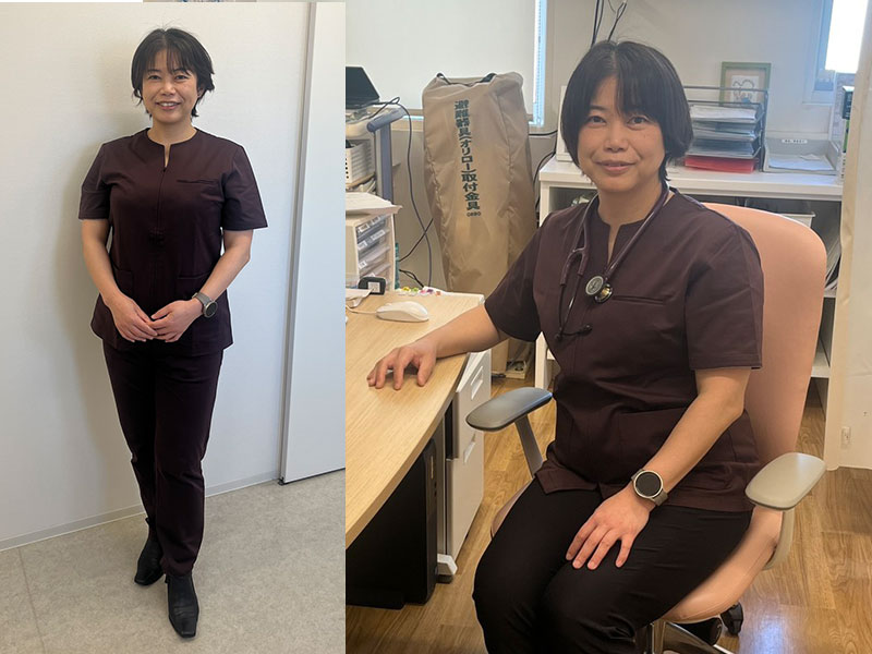 ジャージー素材のレディーススクラブ LUXEを腎臓内科の医師が試着してみました【着用レビュー】