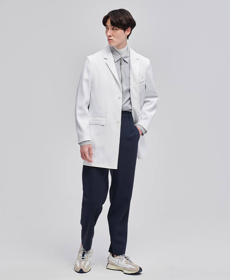 メンズ白衣:ライトショートコート(2021年モデル)/