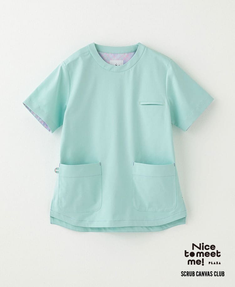 Scrub Canvas Club:Nice to meet me!スクラブトップス アイスブルー