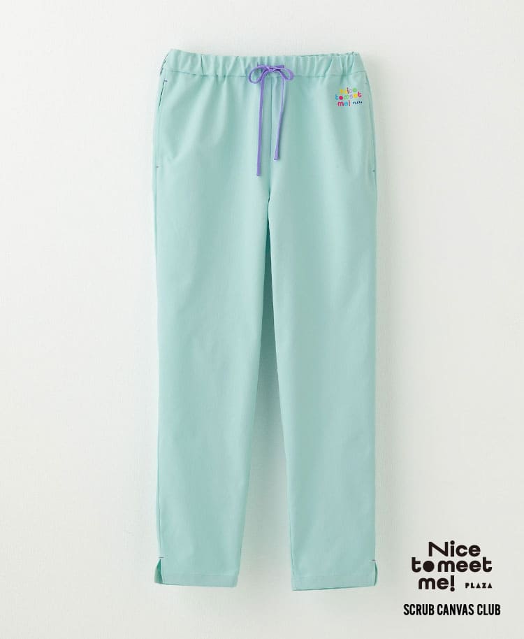 Scrub Canvas Club:Nice to meet me!スクラブパンツ アイスブルー