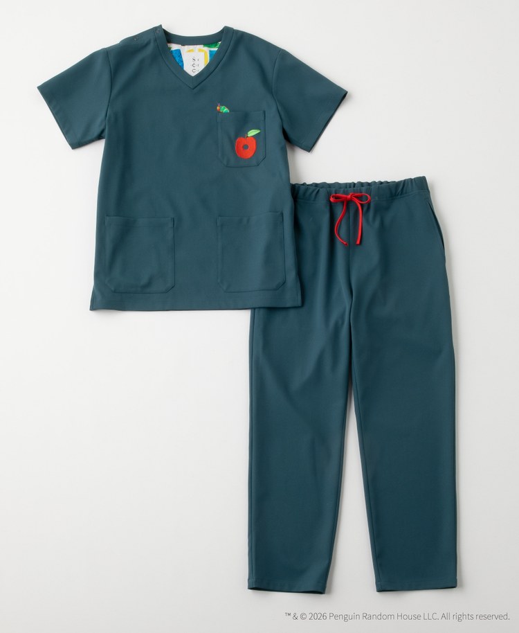 Scrub Canvas Club:はらぺこあおむしスクラブトップス(男女兼用)