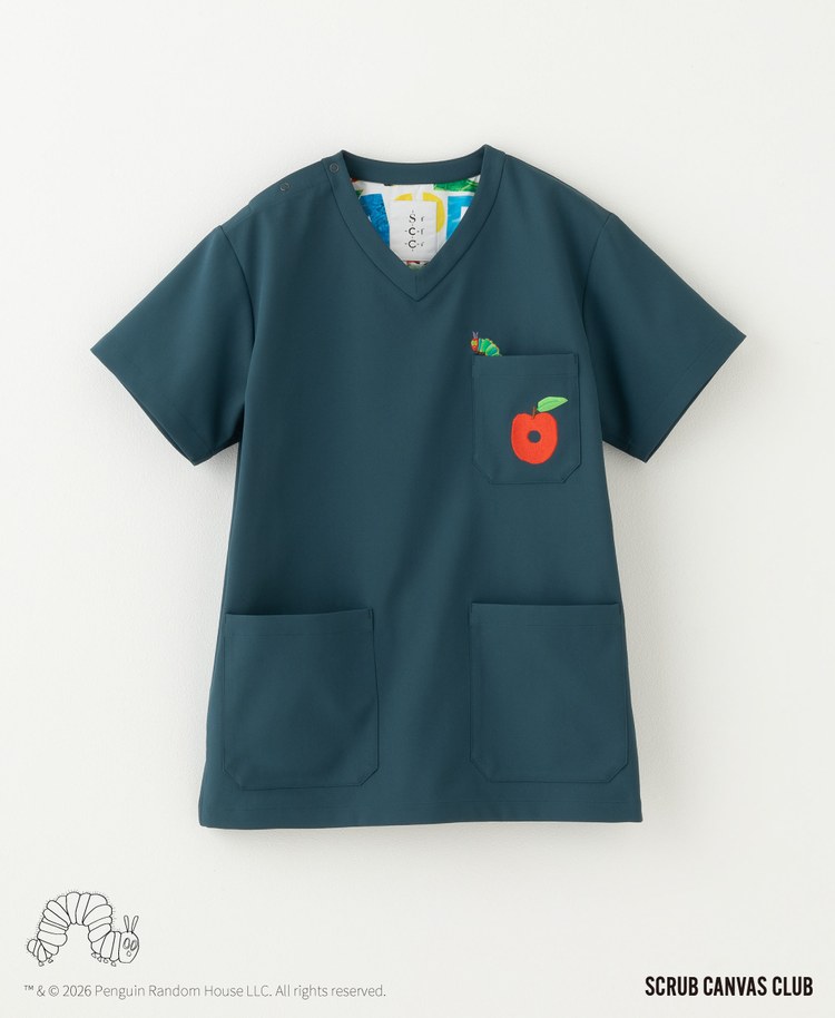 Scrub Canvas Club:はらぺこあおむしスクラブトップス(男女兼用)/