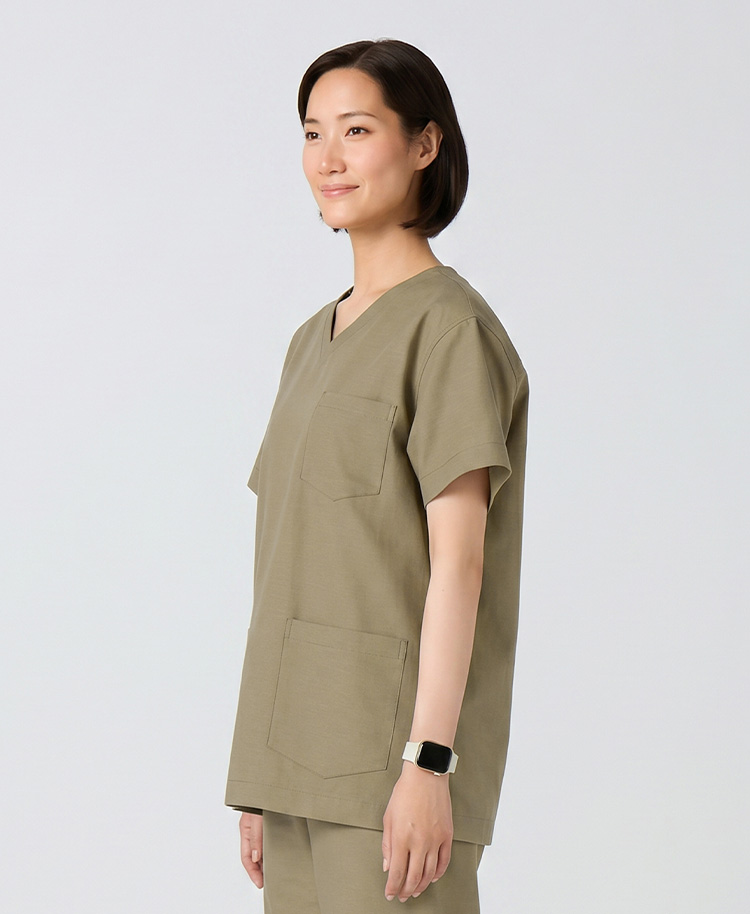 ユニセックス:スクラブトップス・AIR LINEN LIKE(男女兼用)