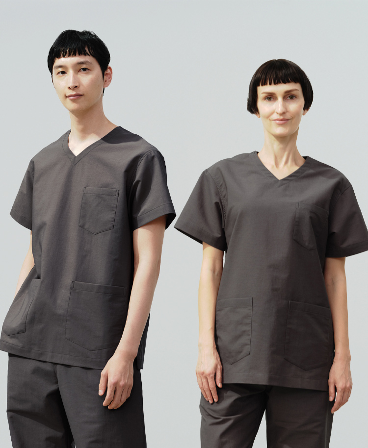 ユニセックス:スクラブトップス・AIR LINEN LIKE(男女兼用)/