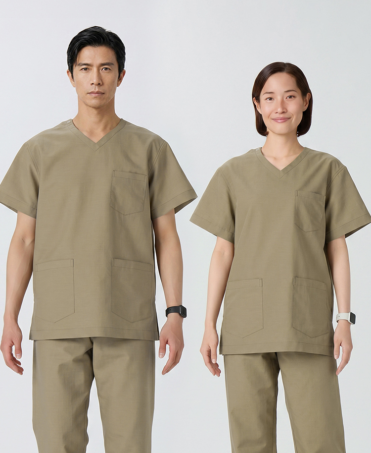 ユニセックス:スクラブトップス・AIR LINEN LIKE(男女兼用)/