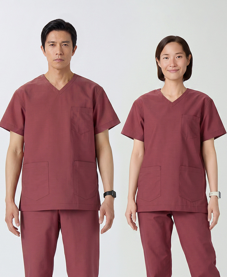 ユニセックス:スクラブトップス・AIR LINEN LIKE(男女兼用)/