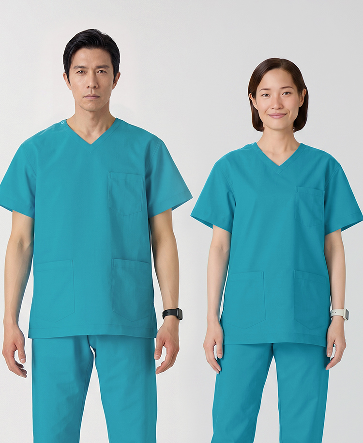 ユニセックス:スクラブトップス・AIR LINEN LIKE(男女兼用)/