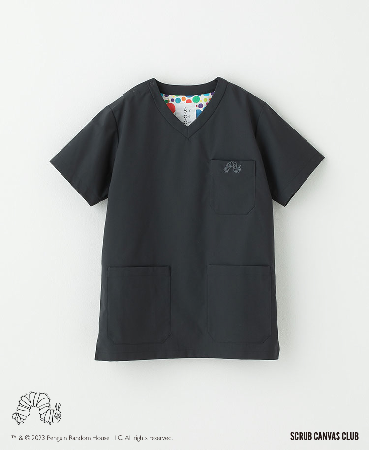 Scrub Canvas Club:はらぺこあおむしスクラブトップス(男女兼用)