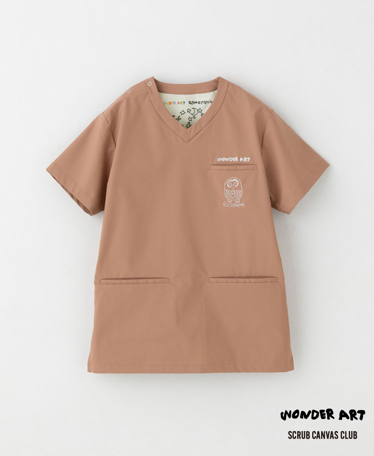 Scrub Canvas Club:WONDER ART 旭山動物園スクラブトップス(男女兼用) オレンジ