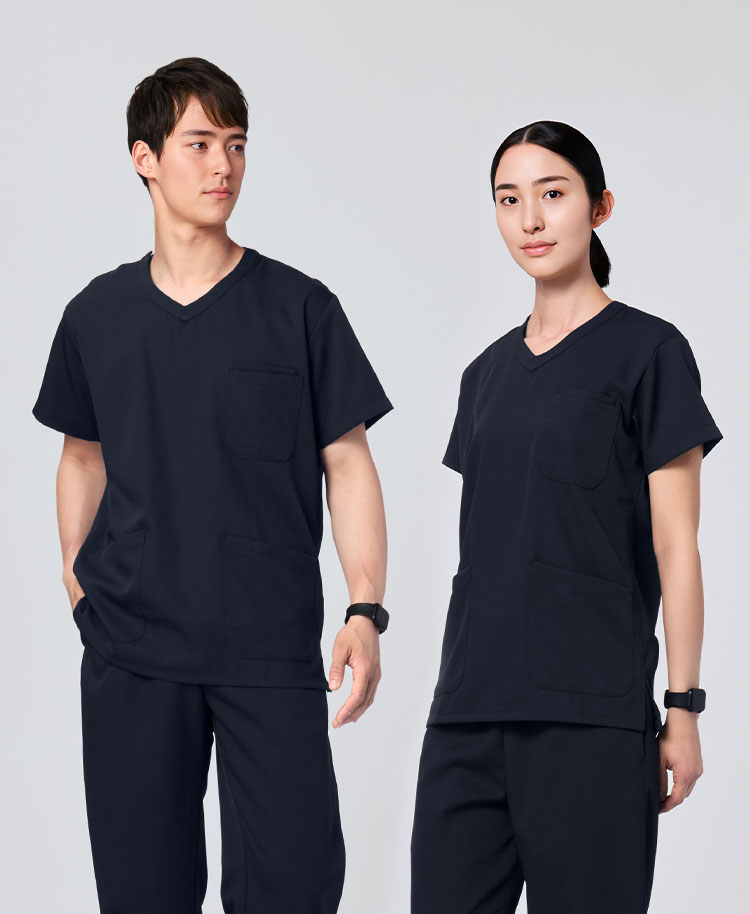PACKスクラブトップス(男女兼用) ディープネイビー