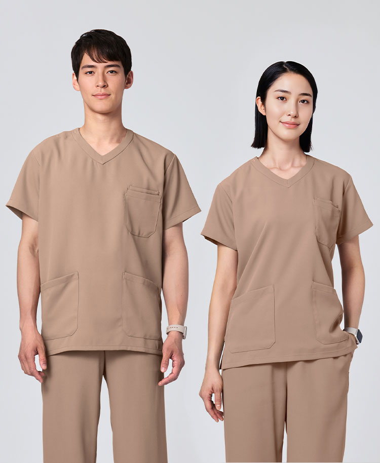 PACKスクラブトップス(男女兼用) ベージュ