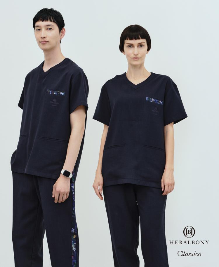 ユニセックス:HERALBONYスクラブトップス/