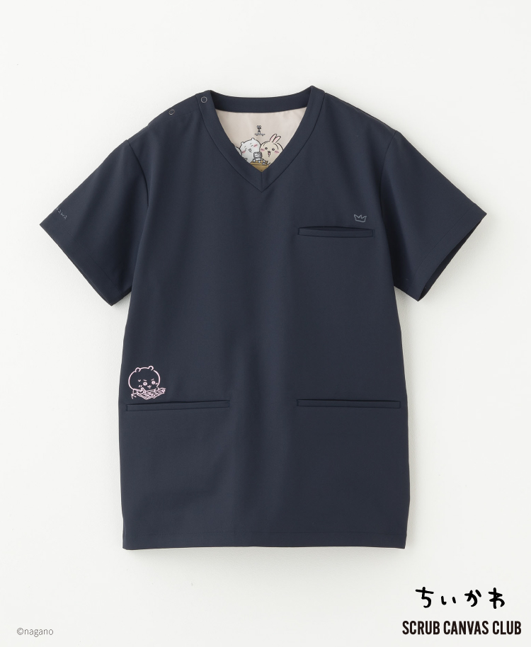 Scrub Canvas Club:ちいかわスクラブトップス(男女兼用) ディープネイビー