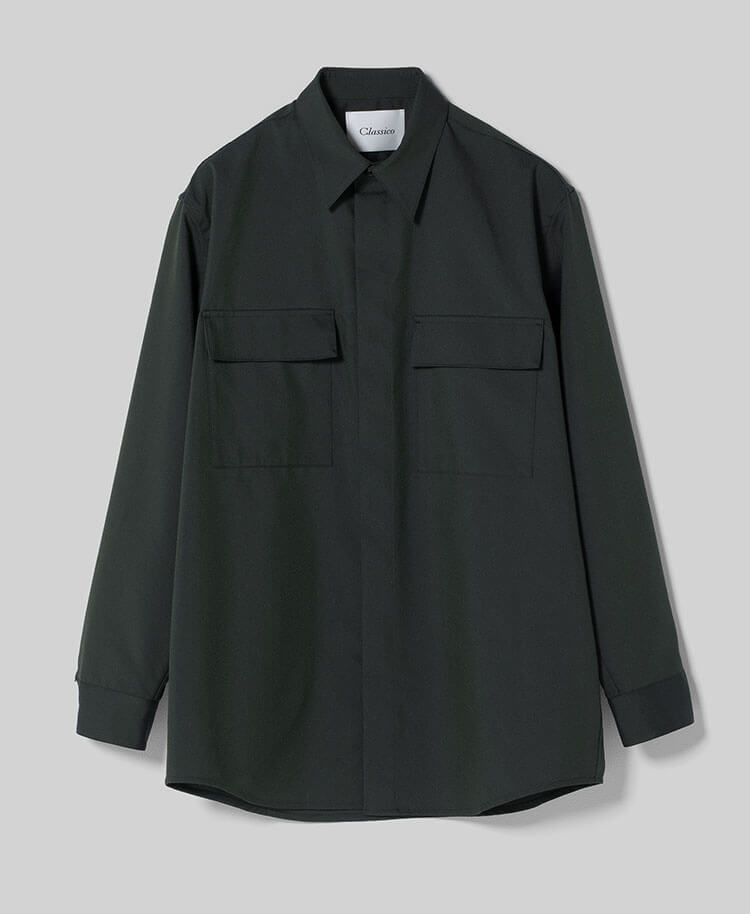 マイウェア:シャンブレー・Long Sleeveワークシャツ | ディープグリーン