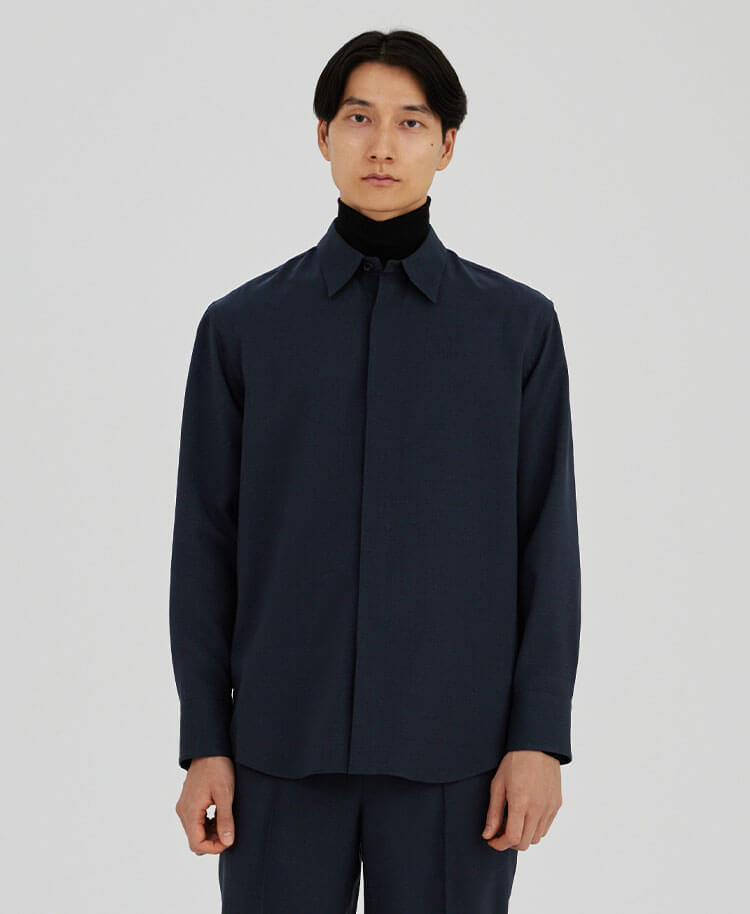 マイウェア:TRO・Long Sleeveシャツ | ディープネイビー