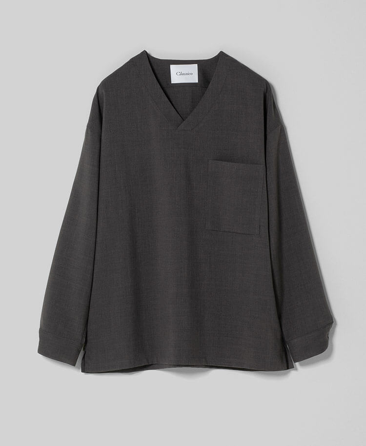 マイウェア:TRO・Long Sleeveスクラブシャツ | チャコールグレー