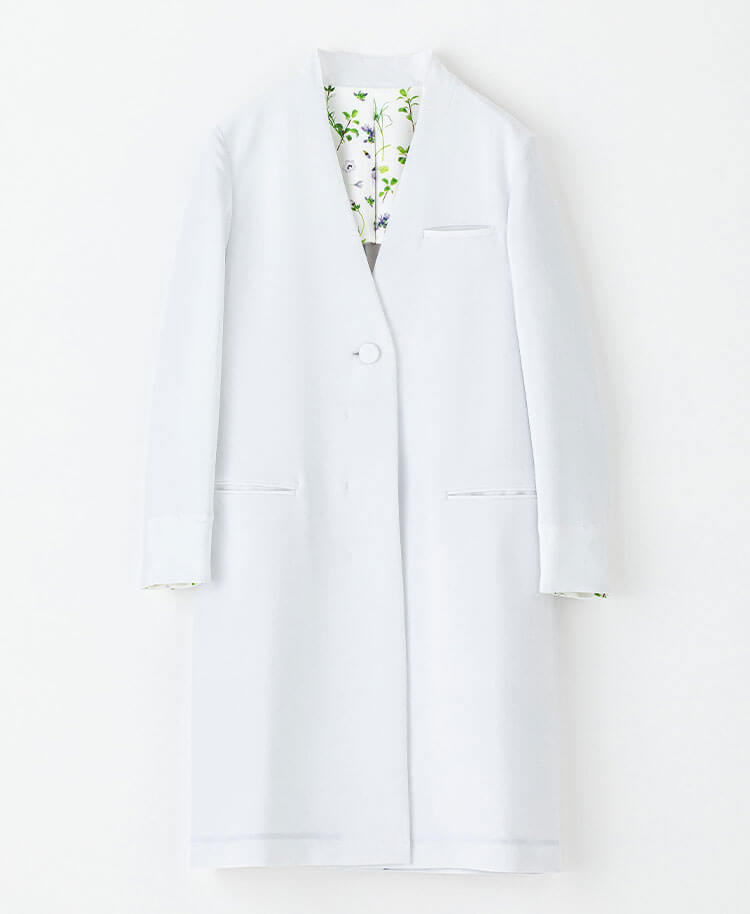 レディース白衣:Plantica・ノーカラーコート ラベンダー